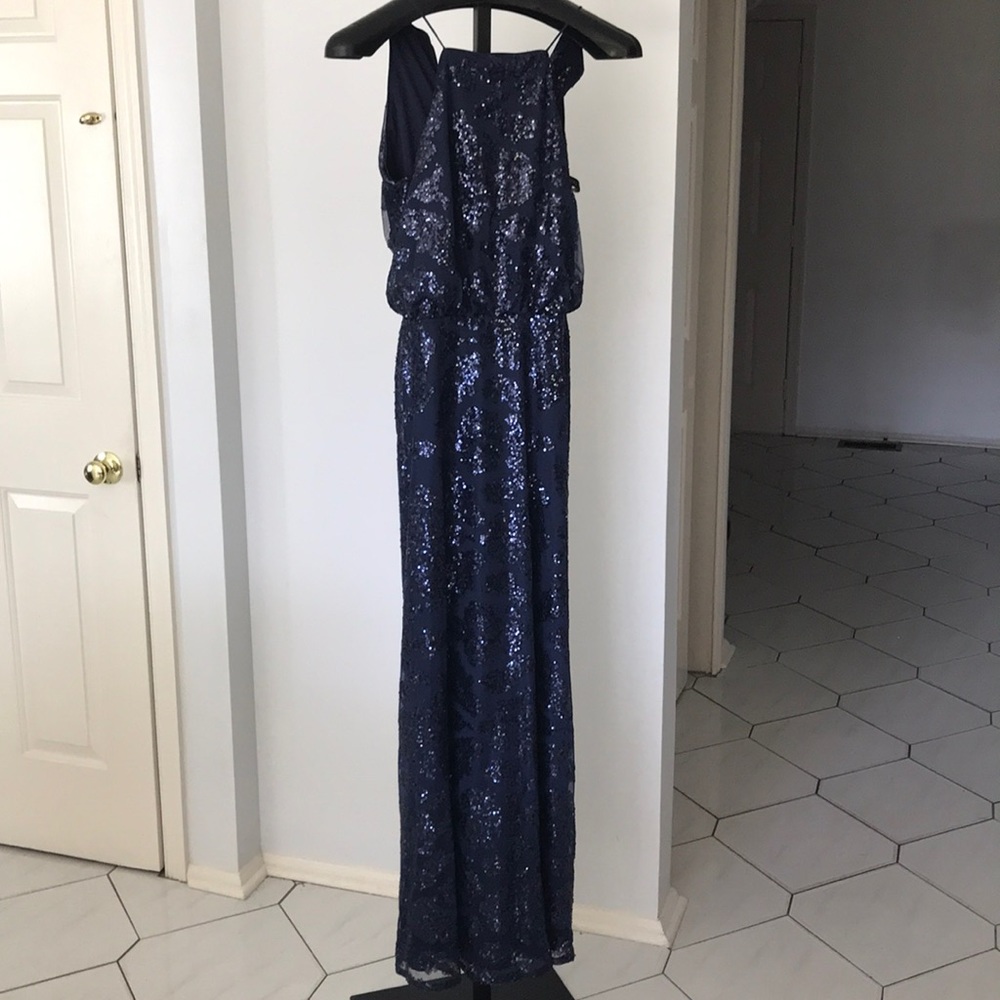 Bill Levkoff Navy sequin size 10 NWT long dress